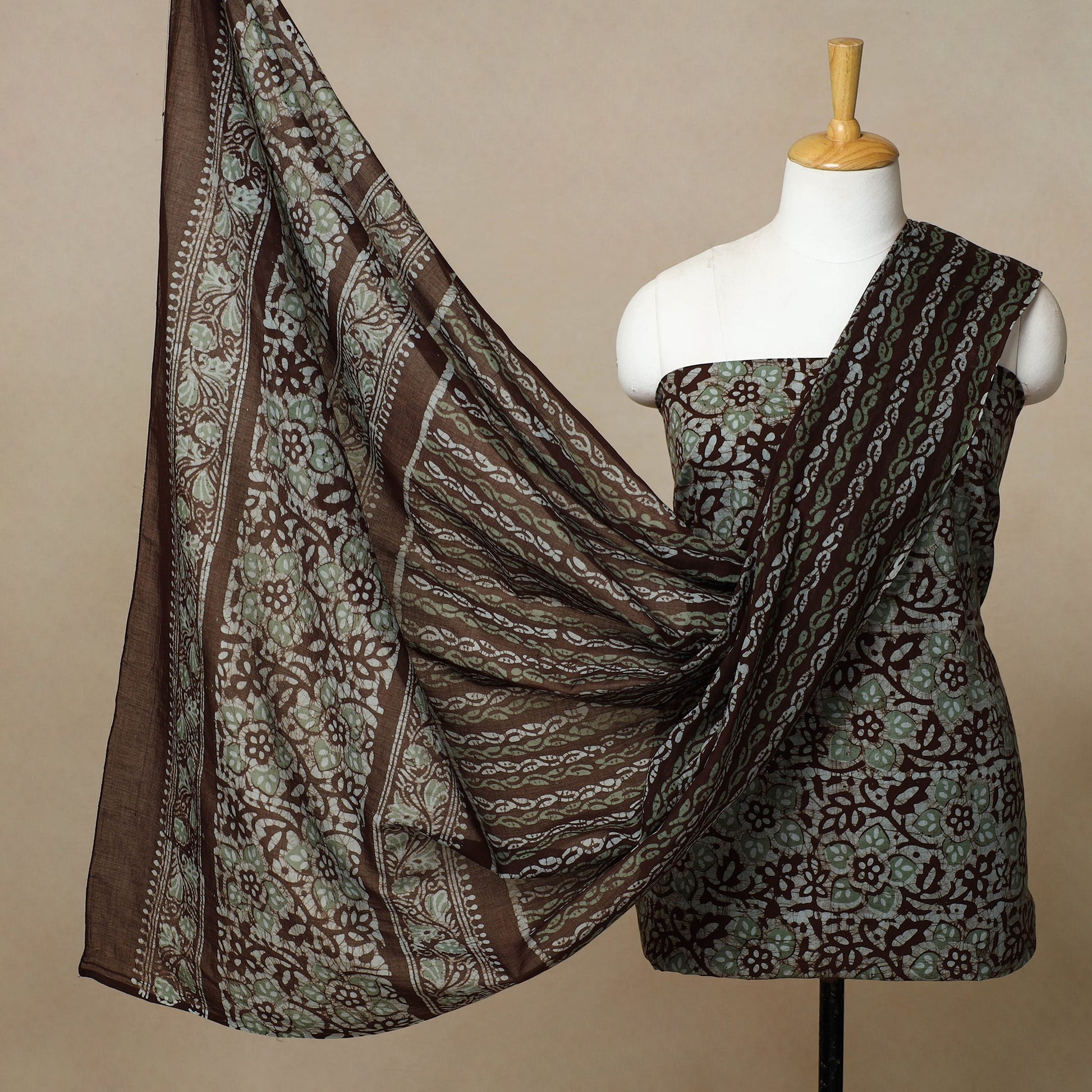 3pc Cotton Kutch Batik Print Dress Material 18