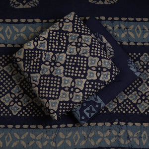 Blue - 3pc Cotton Kutch Batik Print Dress Material 17