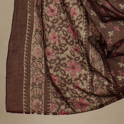 Brown - 3pc Cotton Kutch Batik Print Dress Material 21