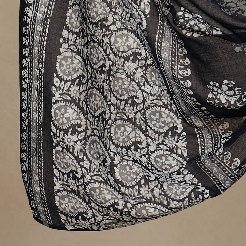 Black - 3pc Cotton Kutch Batik Print Dress Material 22