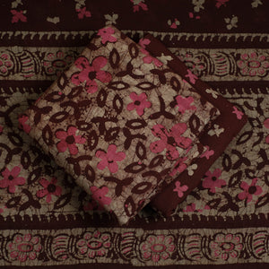 Brown - 3pc Cotton Kutch Batik Print Dress Material 21