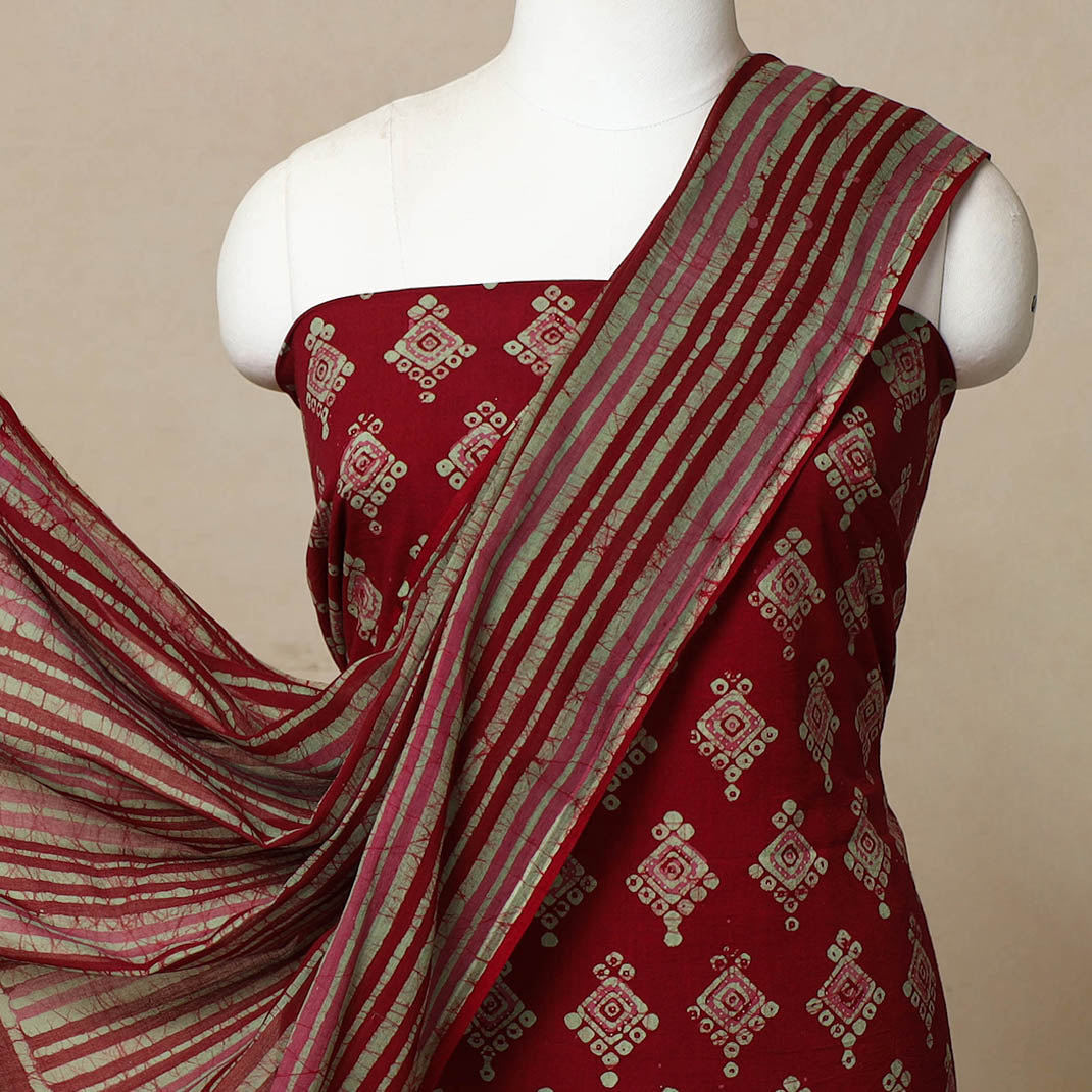 3pc Cotton Kutch Batik Print Dress Material 25