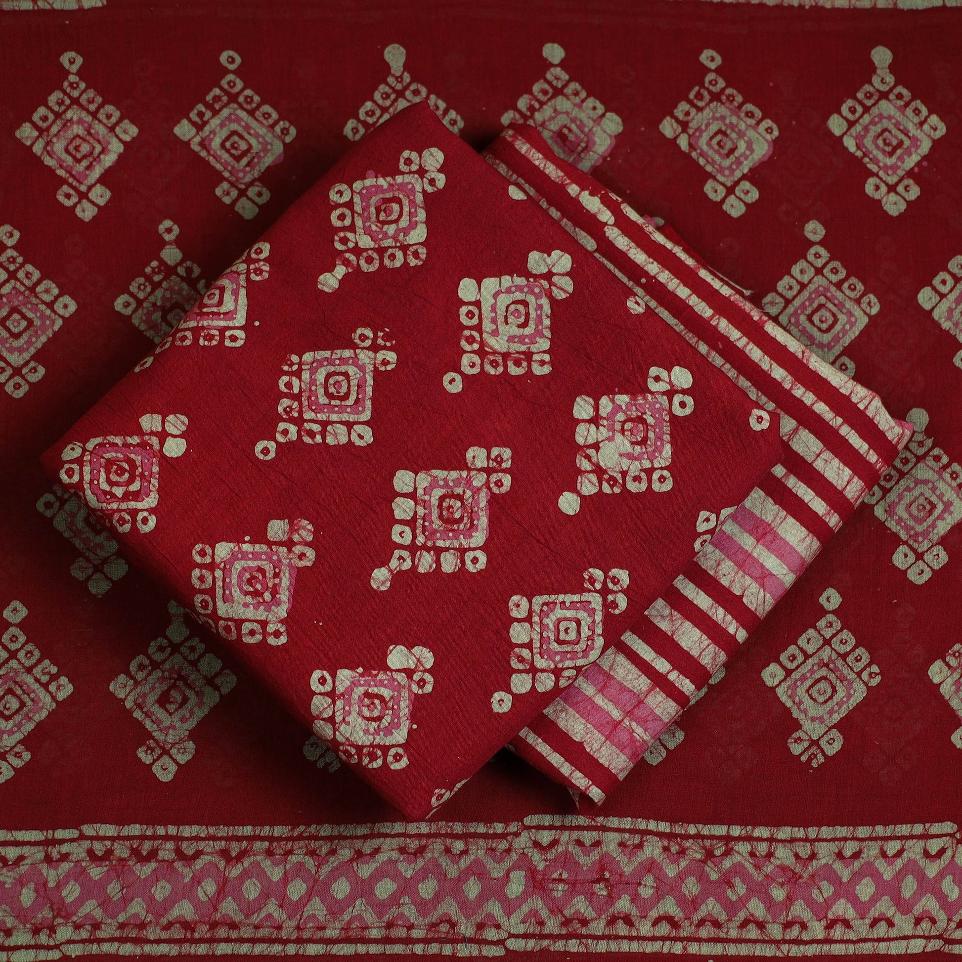 3pc Cotton Kutch Batik Print Dress Material 25