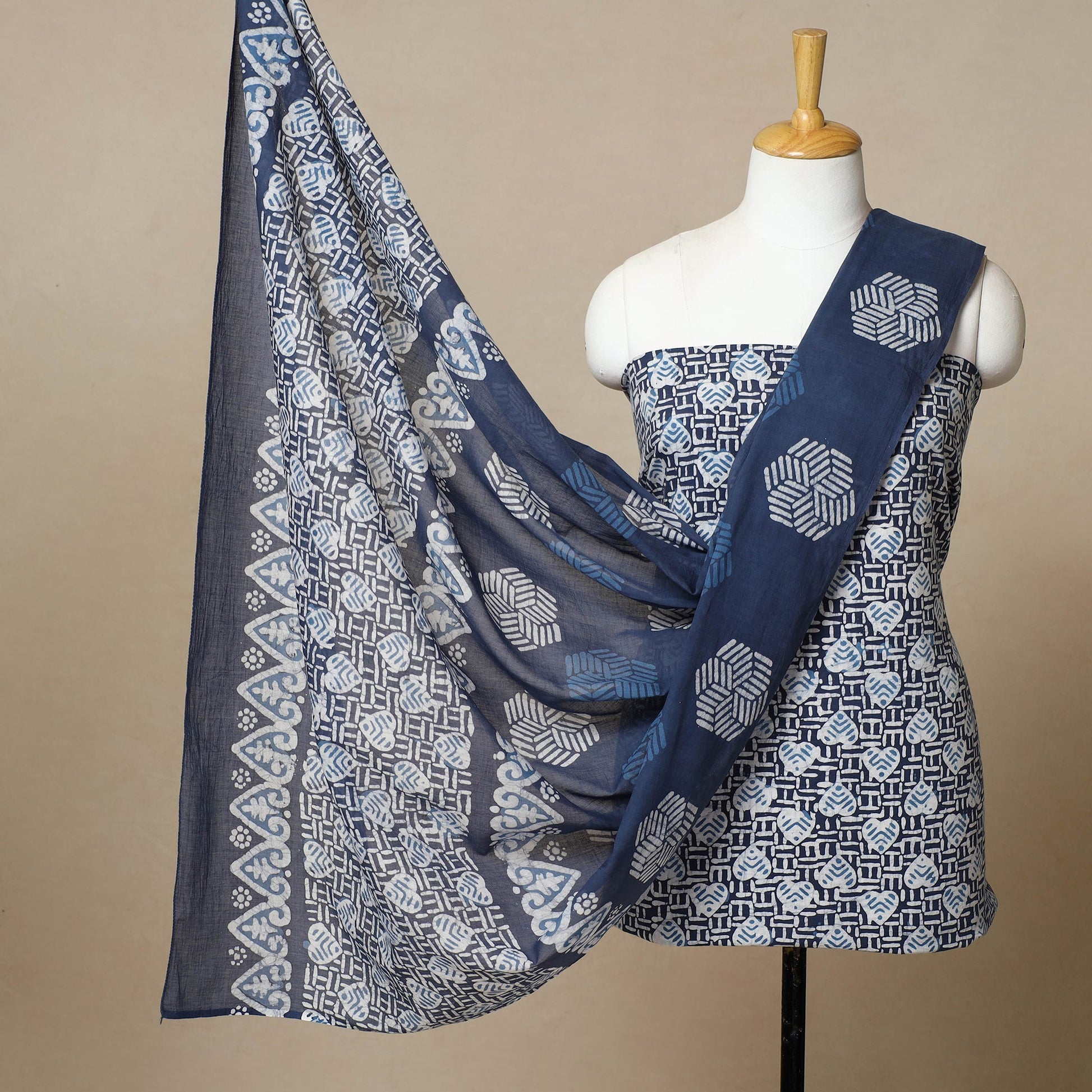 3pc Cotton Kutch Batik Print Dress Material 28