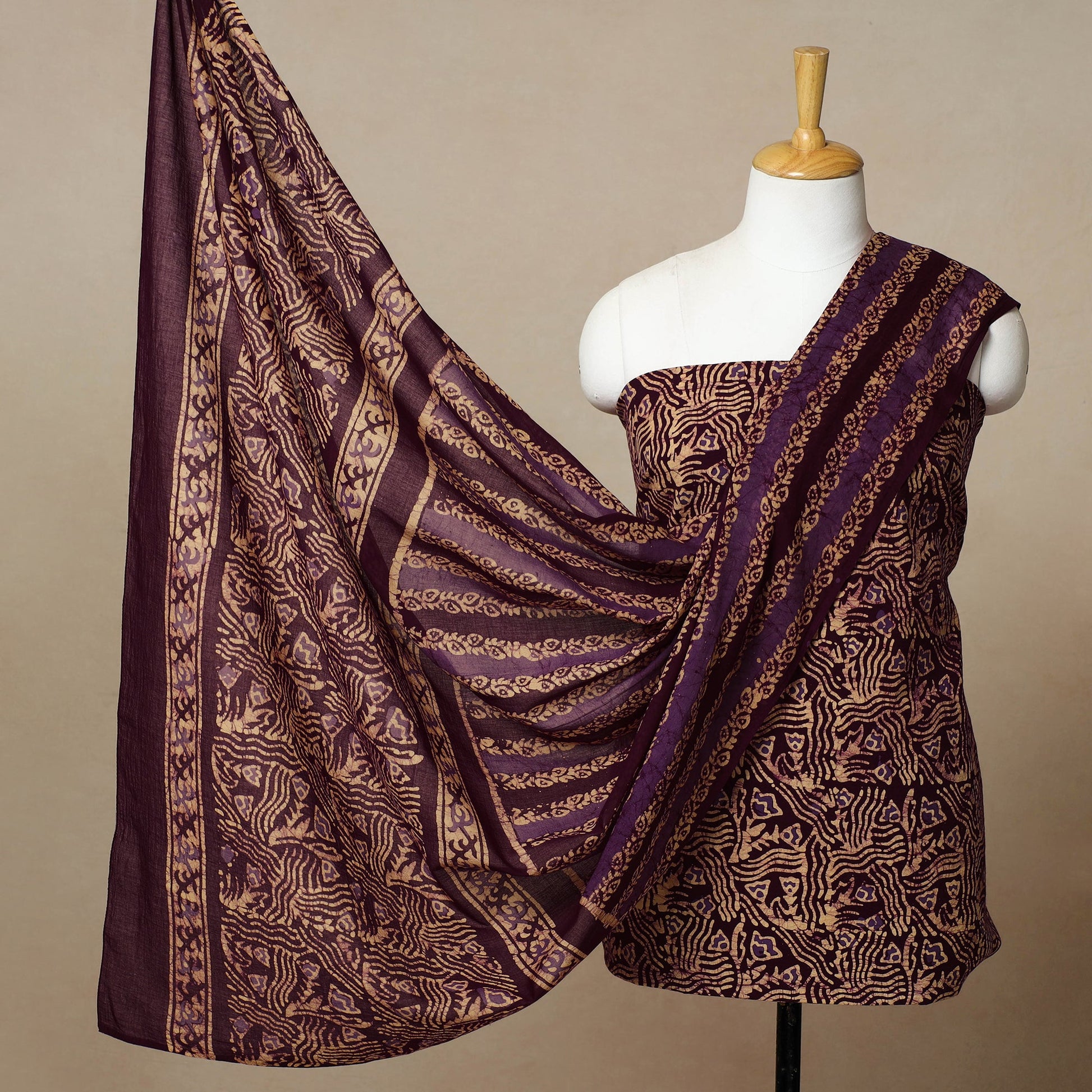 3pc Cotton Kutch Batik Print Dress Material 29