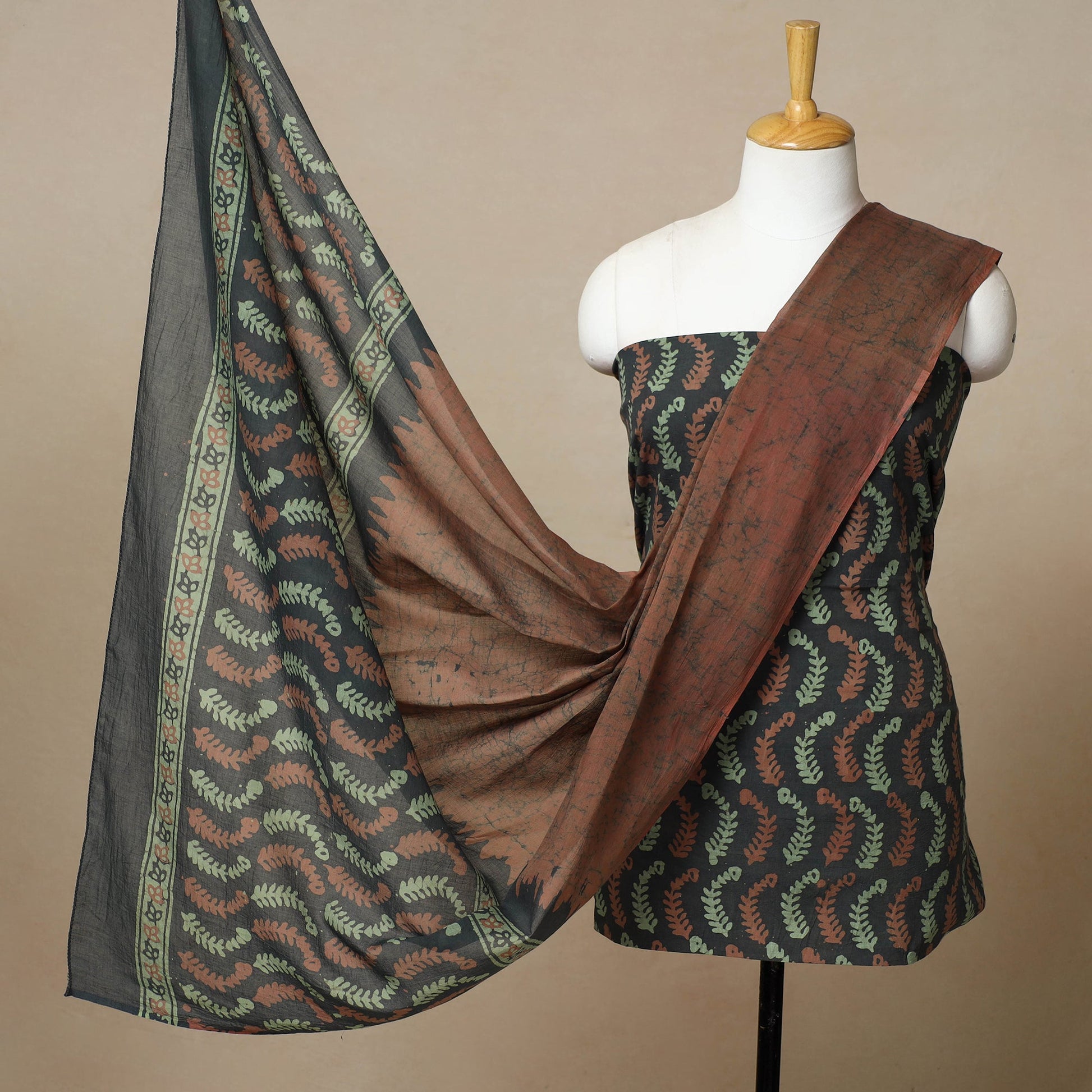 3pc Cotton Kutch Batik Print Dress Material 33