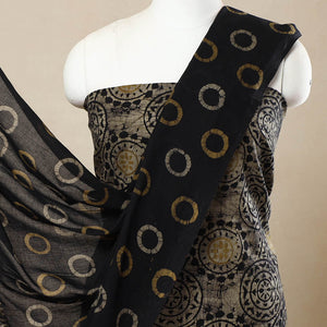 Black - 3pc Cotton Kutch Batik Print Dress Material 34