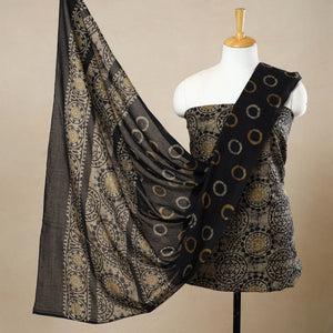 Black - 3pc Cotton Kutch Batik Print Dress Material 34