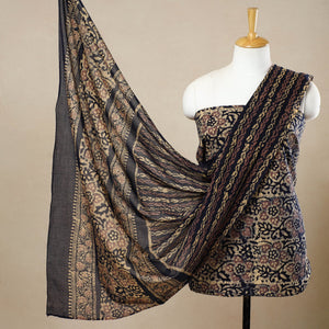 Beige - 3pc Cotton Kutch Batik Print Dress Material 35