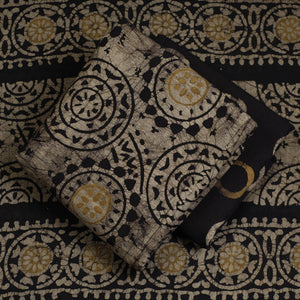 Black - 3pc Cotton Kutch Batik Print Dress Material 34