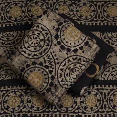 Black - 3pc Cotton Kutch Batik Print Dress Material 34