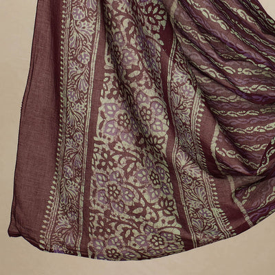 Brown - 3pc Cotton Kutch Batik Print Dress Material 36