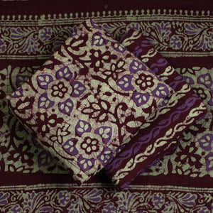 Brown - 3pc Cotton Kutch Batik Print Dress Material 36