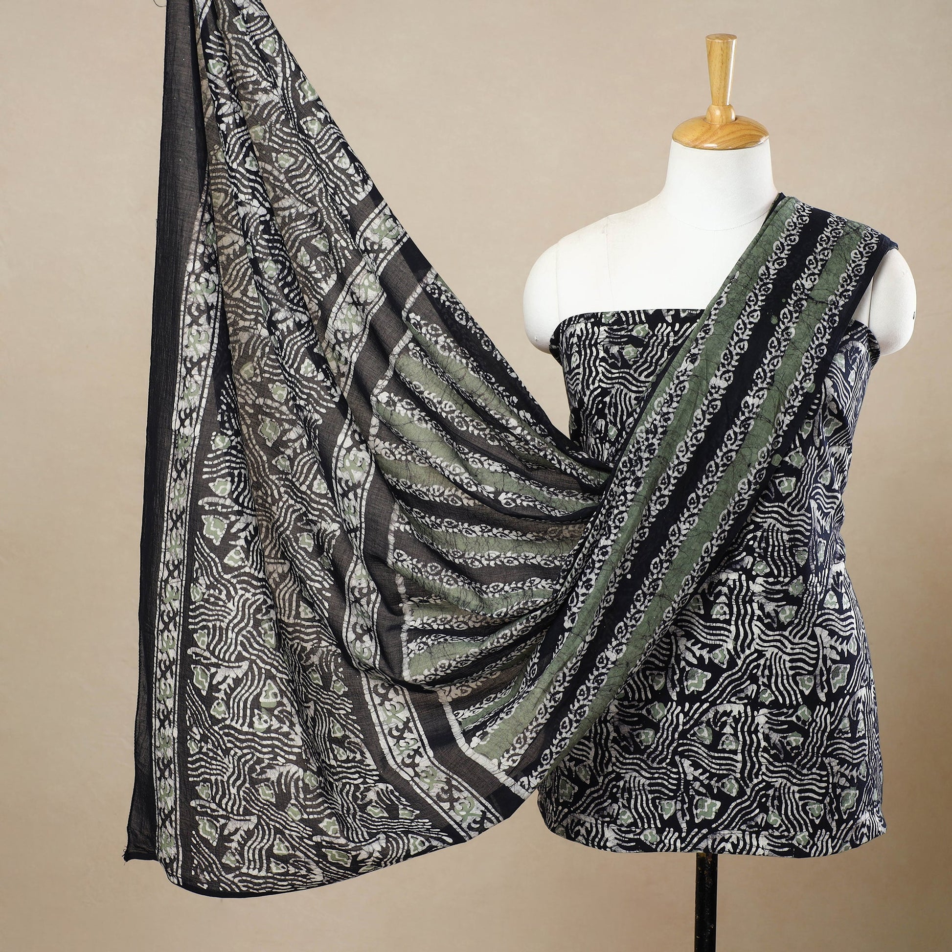 3pc Cotton Kutch Batik Print Dress Material 37