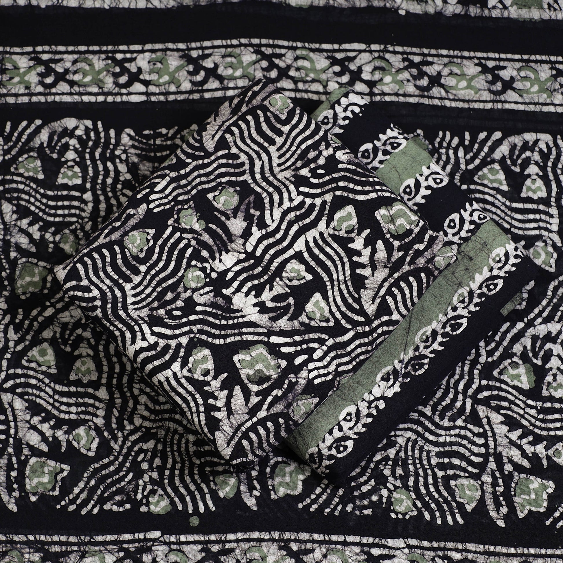3pc Cotton Kutch Batik Print Dress Material 37