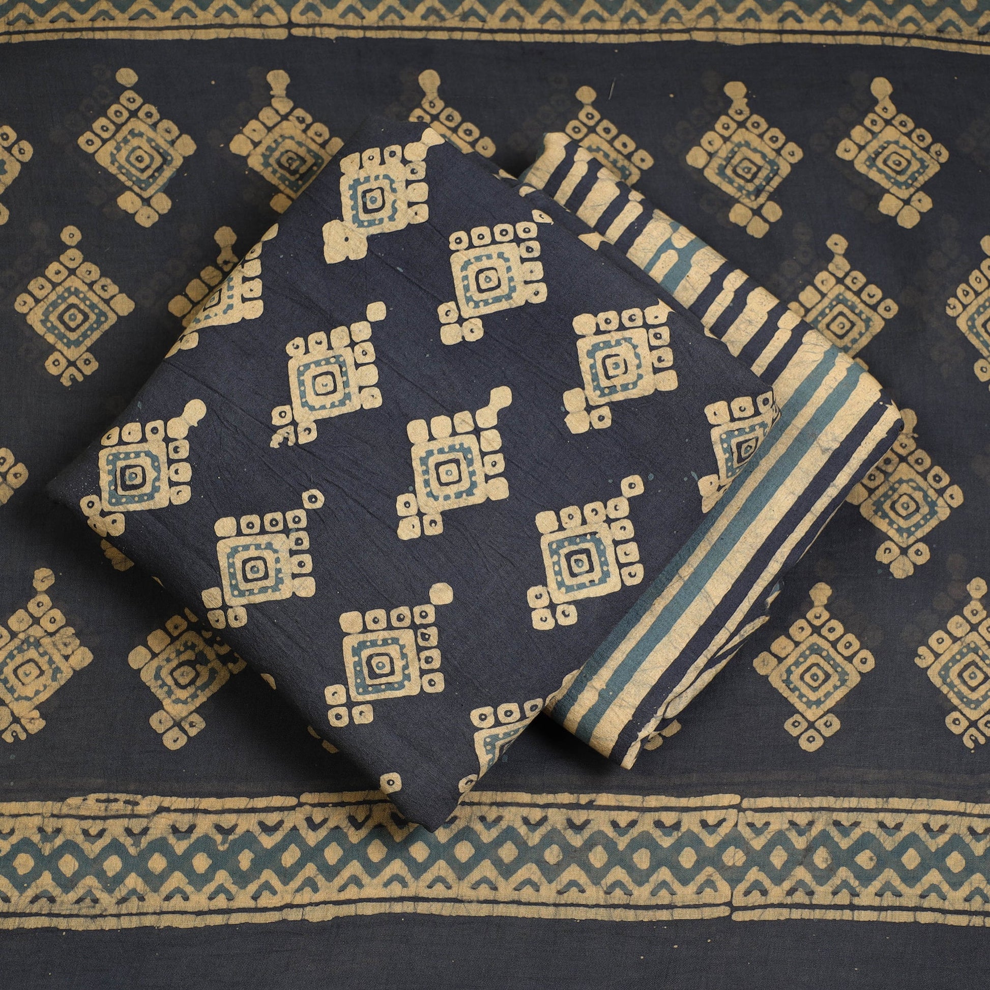 3pc Cotton Kutch Batik Print Dress Material 38