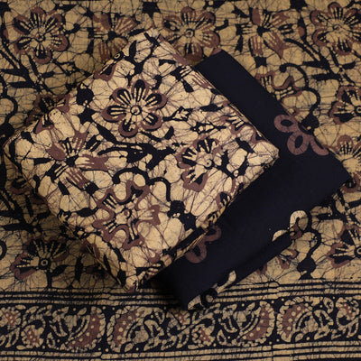 Beige - 3pc Cotton Kutch Batik Print Dress Material 39
