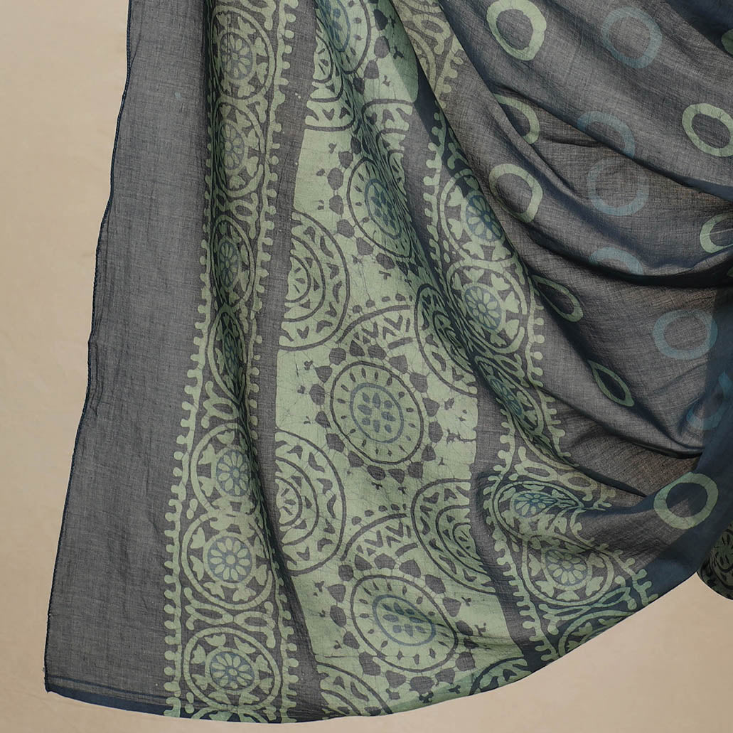 Green - 3pc Cotton Kutch Batik Print Dress Material 43