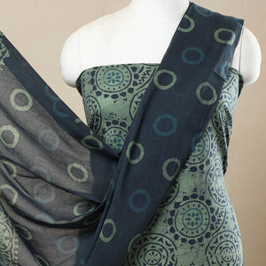 Green - 3pc Cotton Kutch Batik Print Dress Material 43