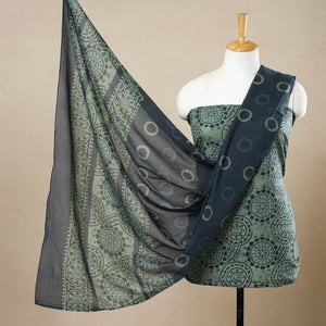 Green - 3pc Cotton Kutch Batik Print Dress Material 43