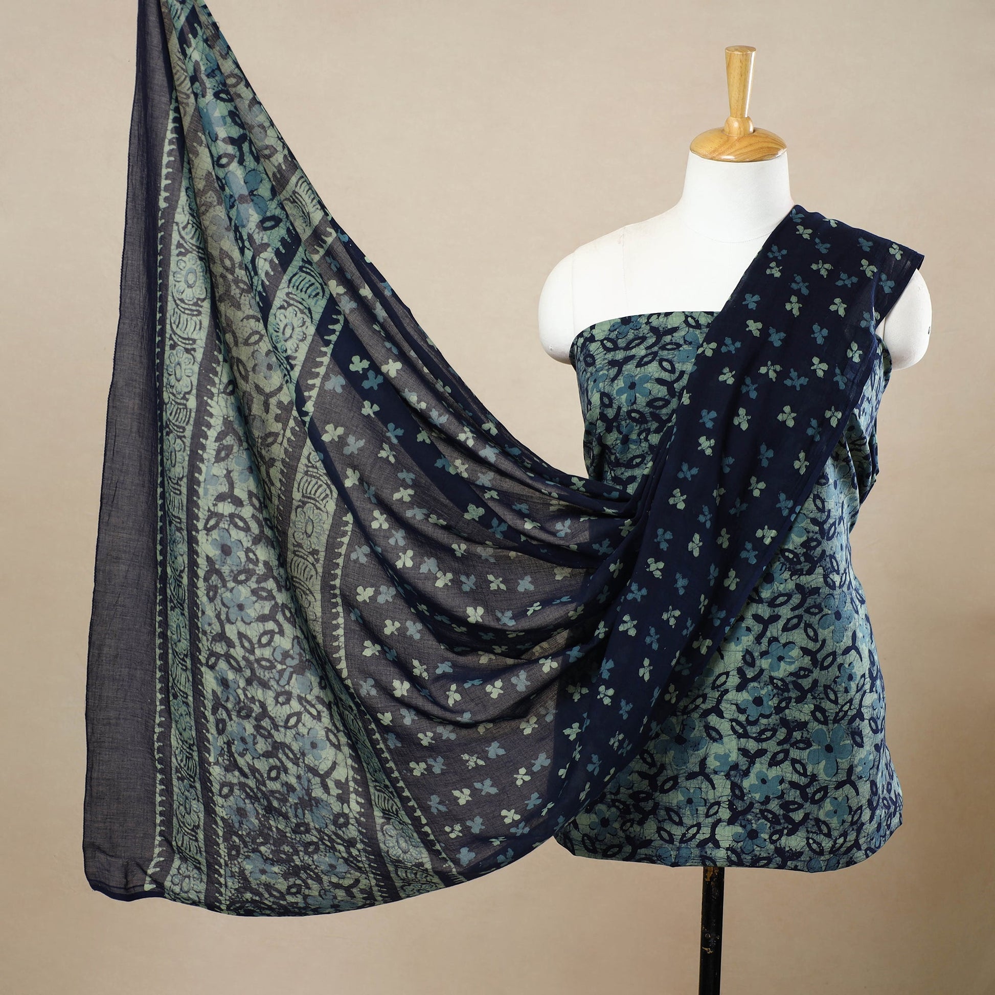 3pc Cotton Kutch Batik Print Dress Material 44