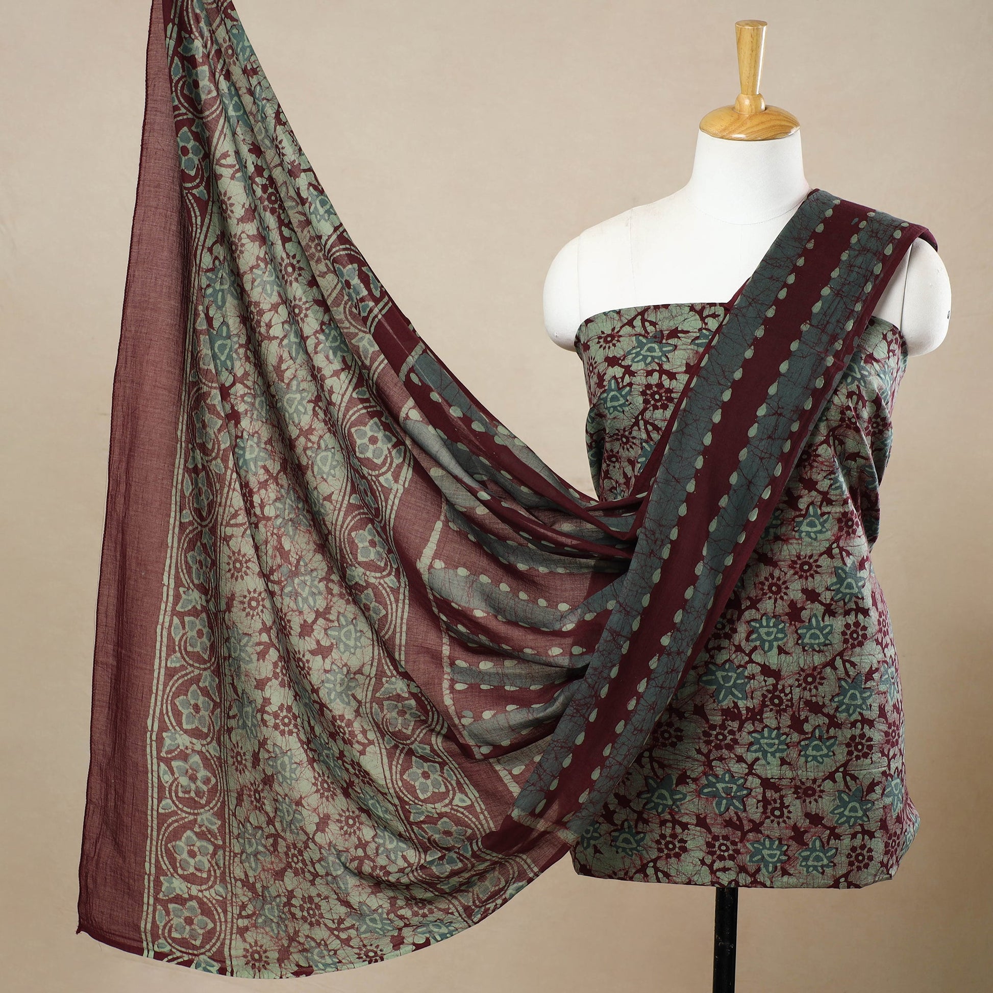 3pc Cotton Kutch Batik Print Dress Material 45
