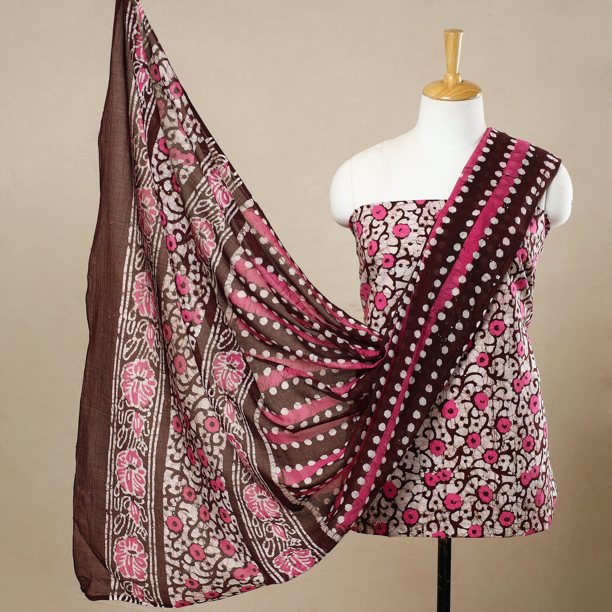 3pc Cotton Kutch Batik Print Dress Material 46