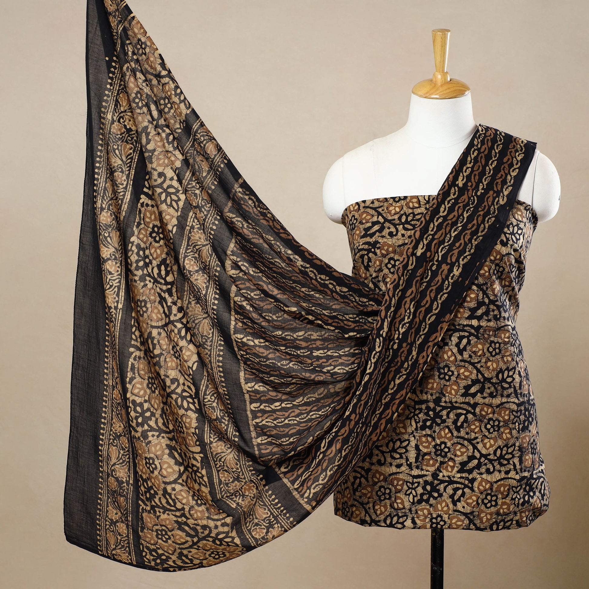 3pc Cotton Kutch Batik Print Dress Material 47
