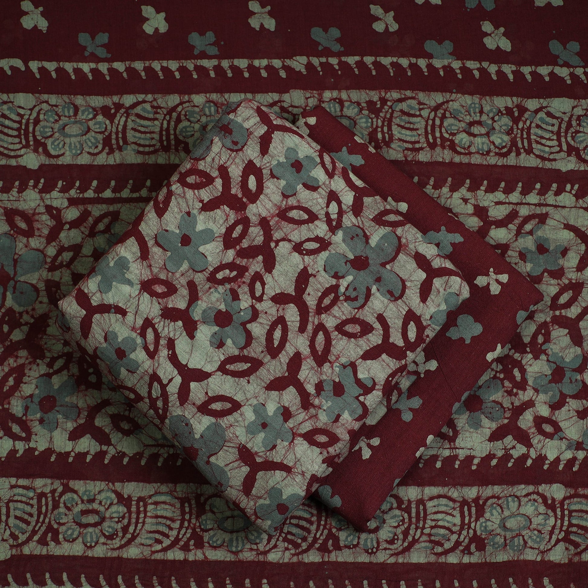 3pc Cotton Kutch Batik Print Dress Material 50