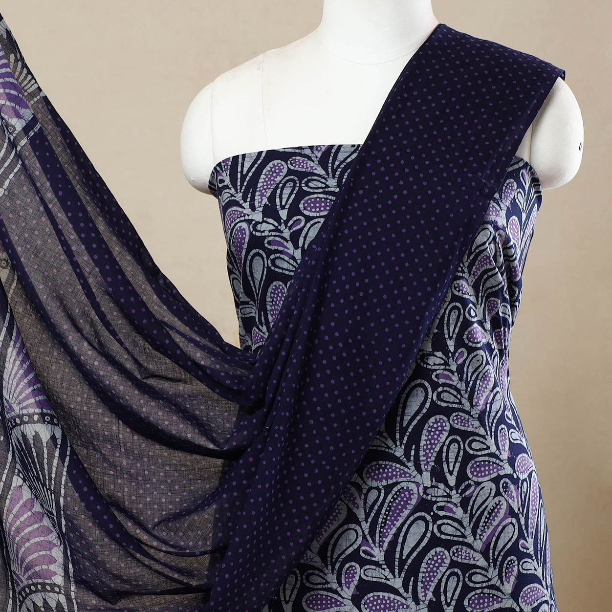 3pc Cotton Kutch Batik Print Dress Material 51