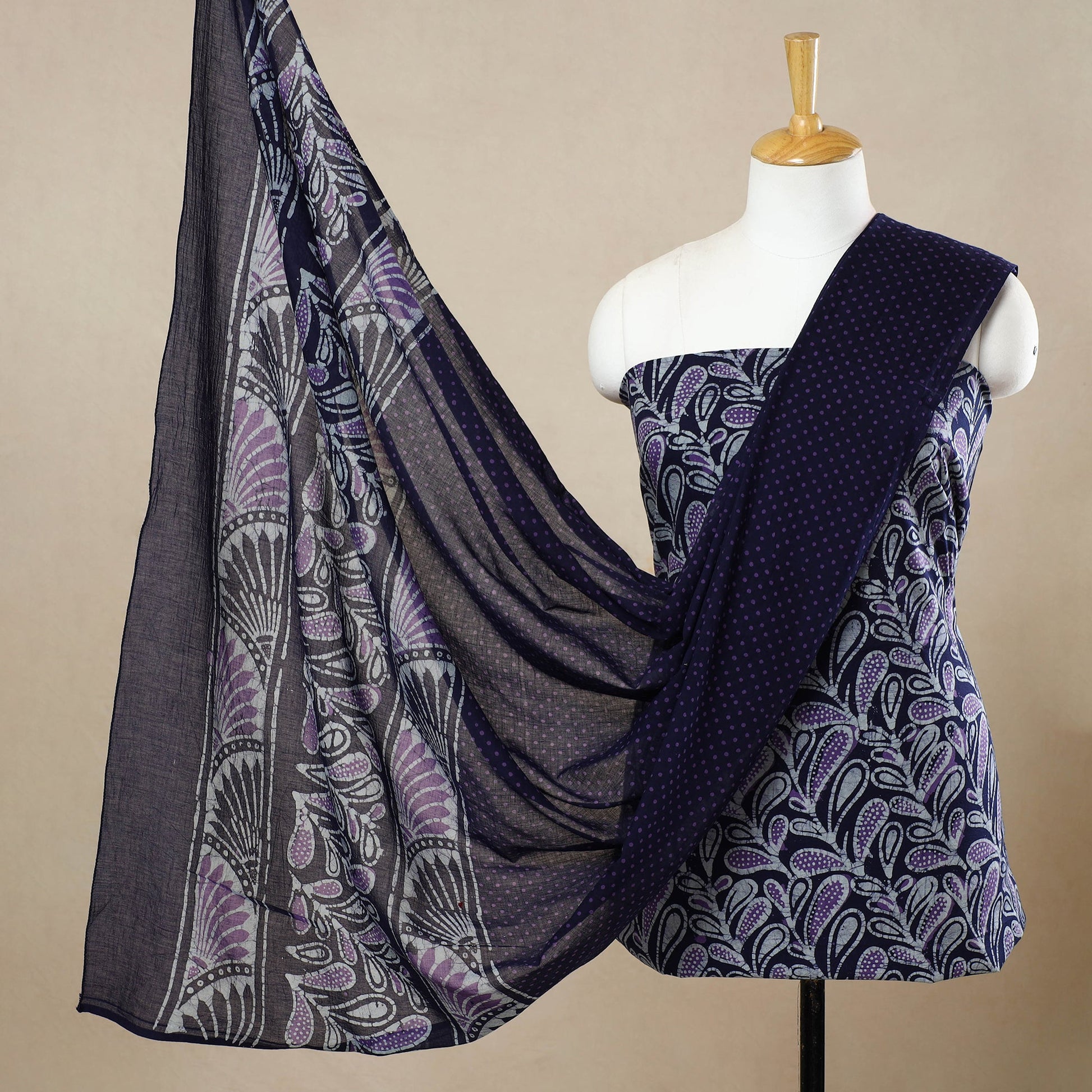 3pc Cotton Kutch Batik Print Dress Material 51