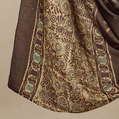 Brown - 3pc Cotton Kutch Batik Print Dress Material 52