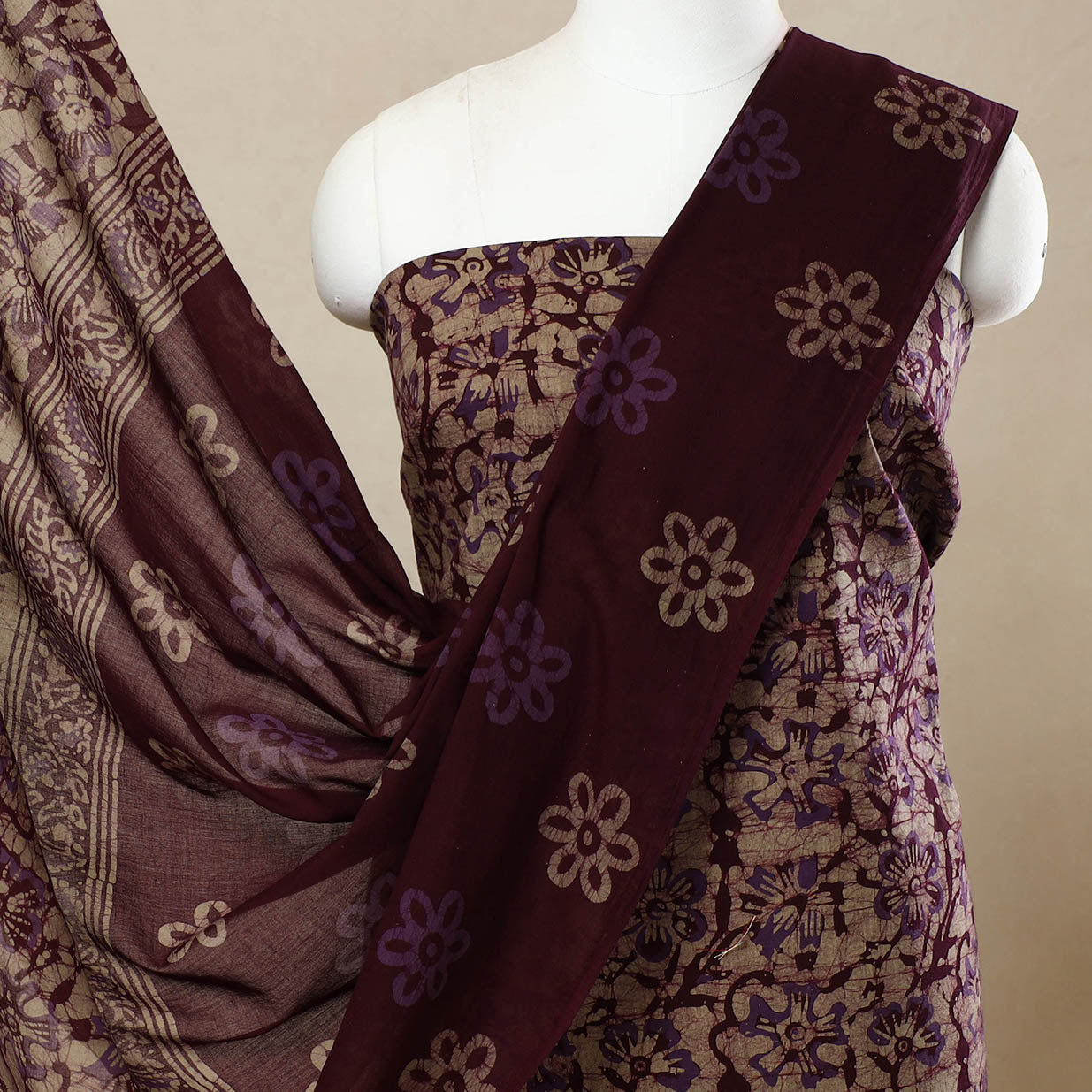 3pc Cotton Kutch Batik Print Dress Material 53