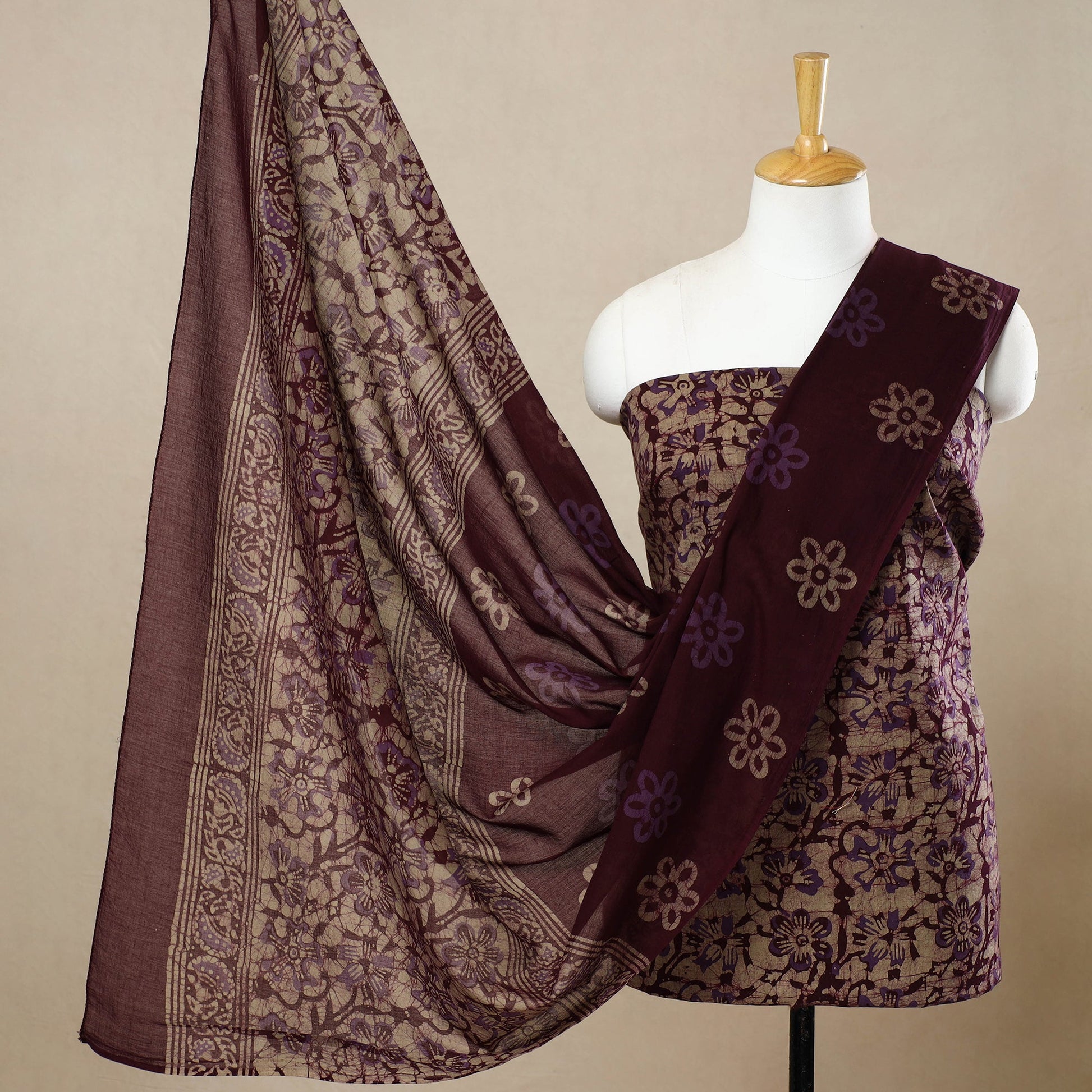 3pc Cotton Kutch Batik Print Dress Material 53
