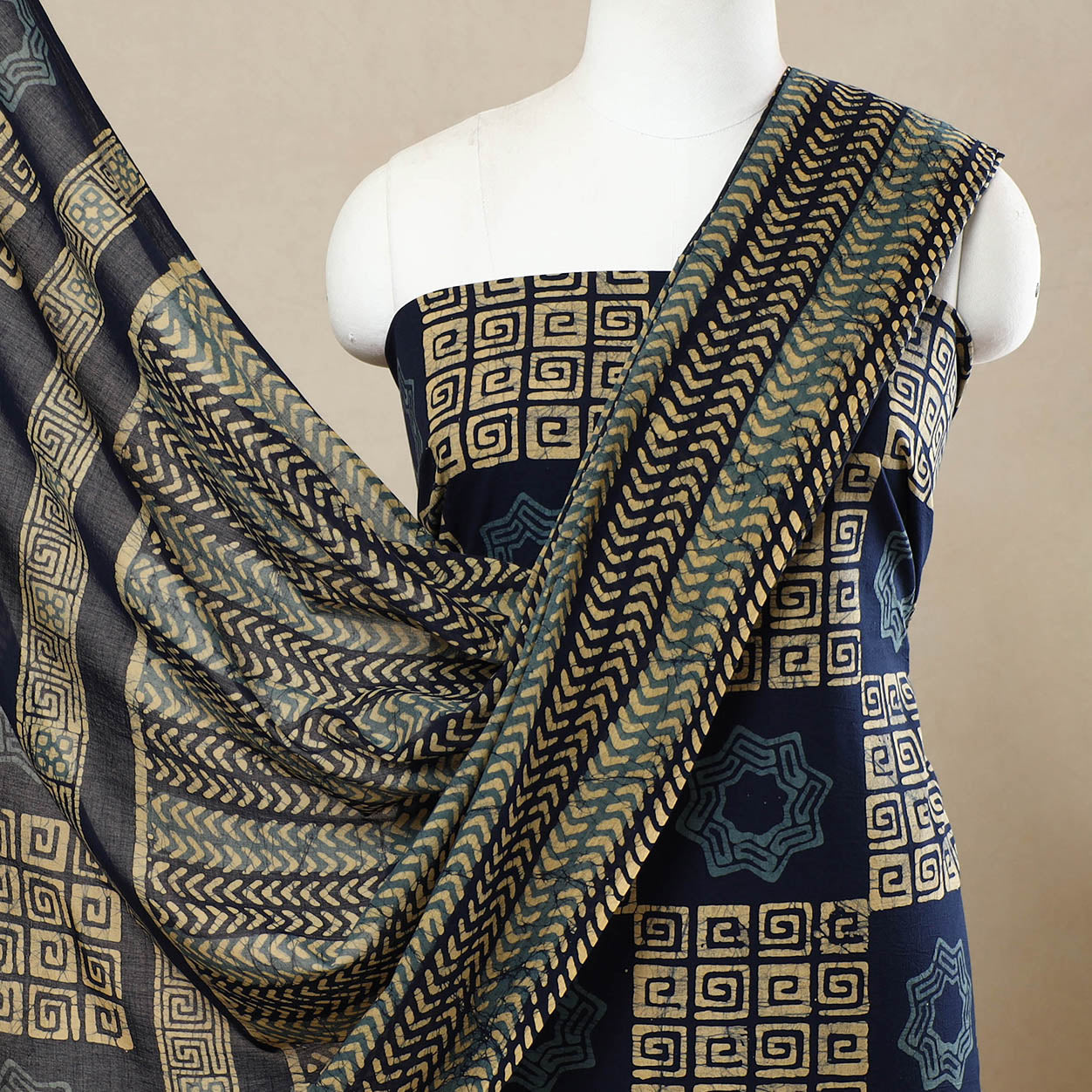 3pc Cotton Kutch Batik Print Dress Material 54