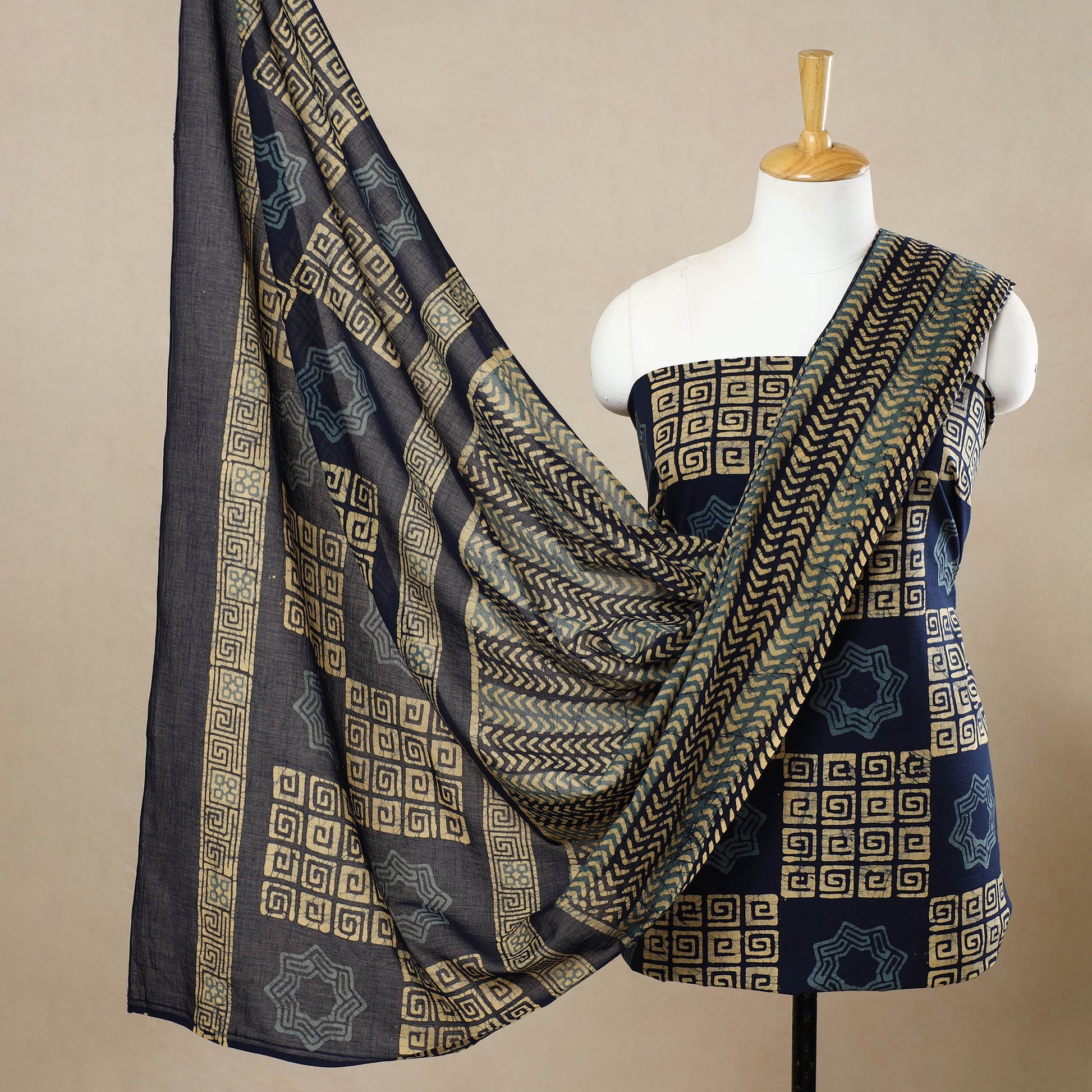 3pc Cotton Kutch Batik Print Dress Material 54