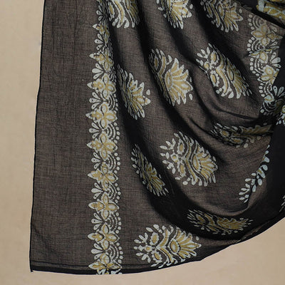 Black - 3pc Cotton Kutch Batik Print Dress Material 55