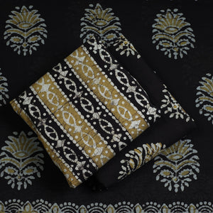 Black - 3pc Cotton Kutch Batik Print Dress Material 55