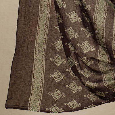 Brown - 3pc Cotton Kutch Batik Print Dress Material 56