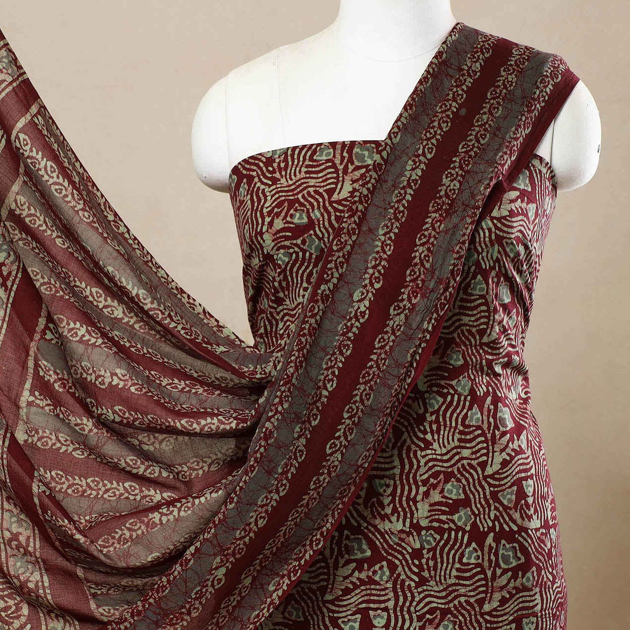 3pc Cotton Kutch Batik Print Dress Material 57