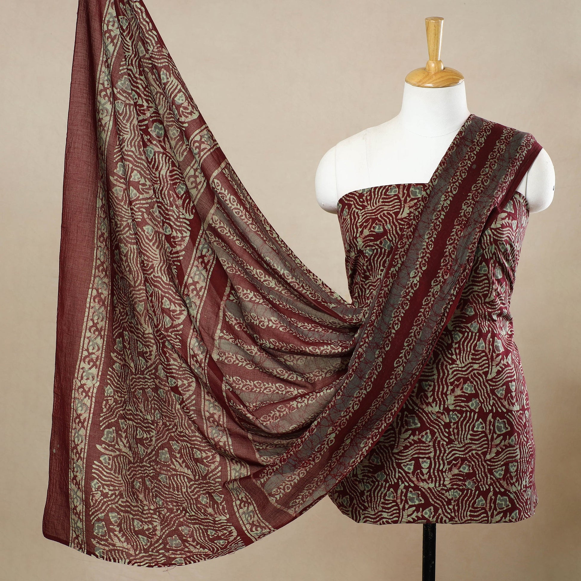 3pc Cotton Kutch Batik Print Dress Material 57