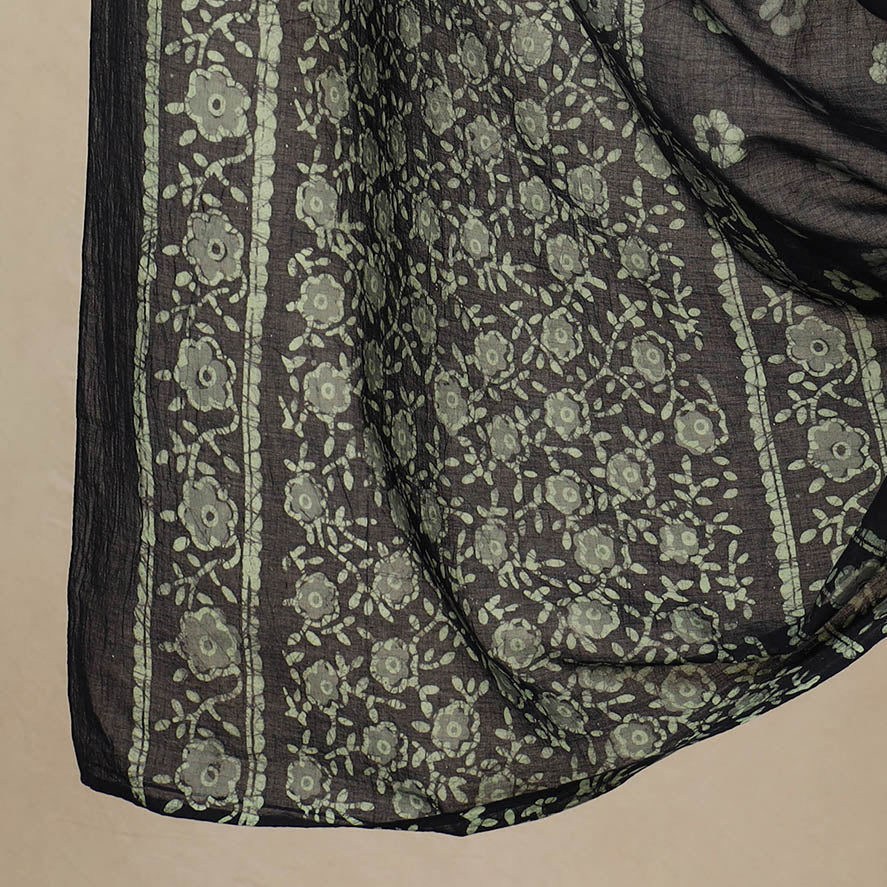 Green - 3pc Cotton Kutch Batik Print Dress Material 58