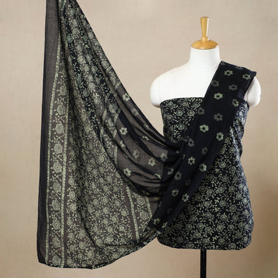 Green - 3pc Cotton Kutch Batik Print Dress Material 58