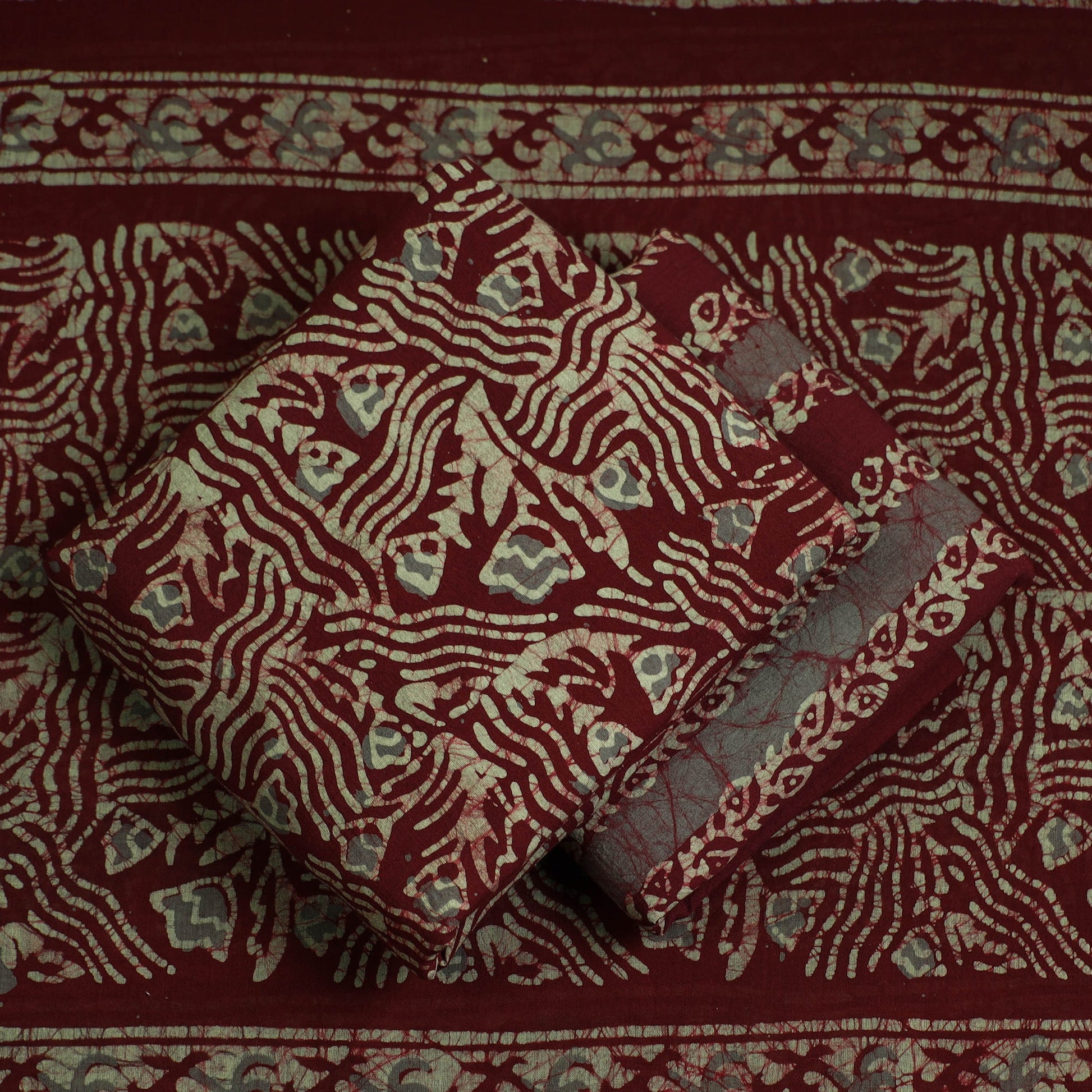 3pc Cotton Kutch Batik Print Dress Material 57