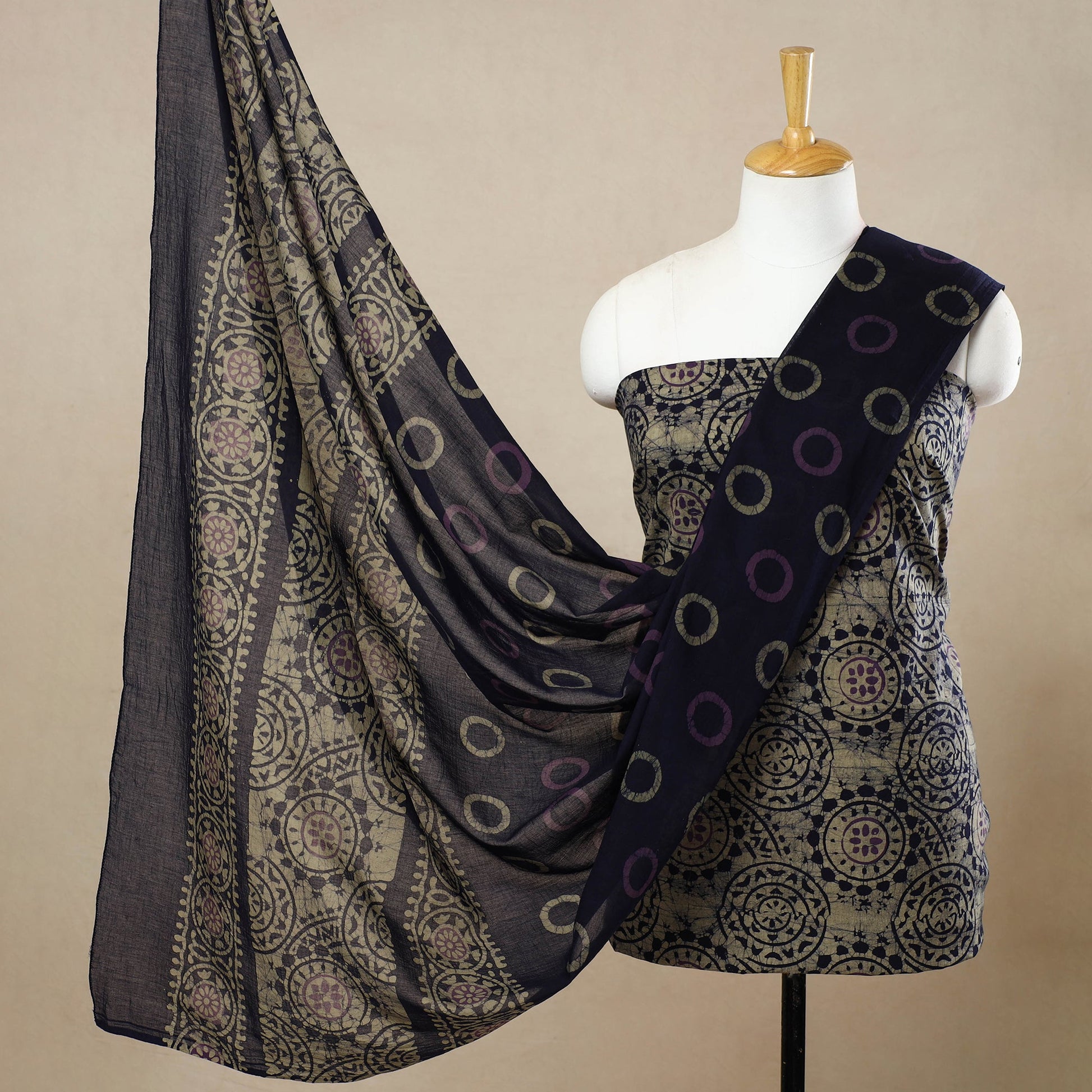3pc Cotton Kutch Batik Print Dress Material 60