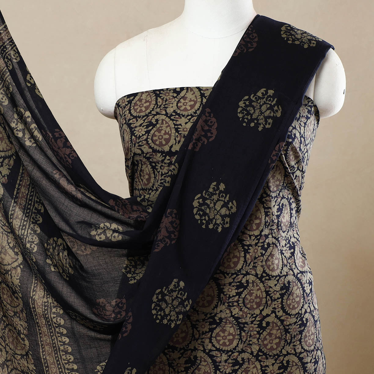 3pc Cotton Kutch Batik Print Dress Material 61