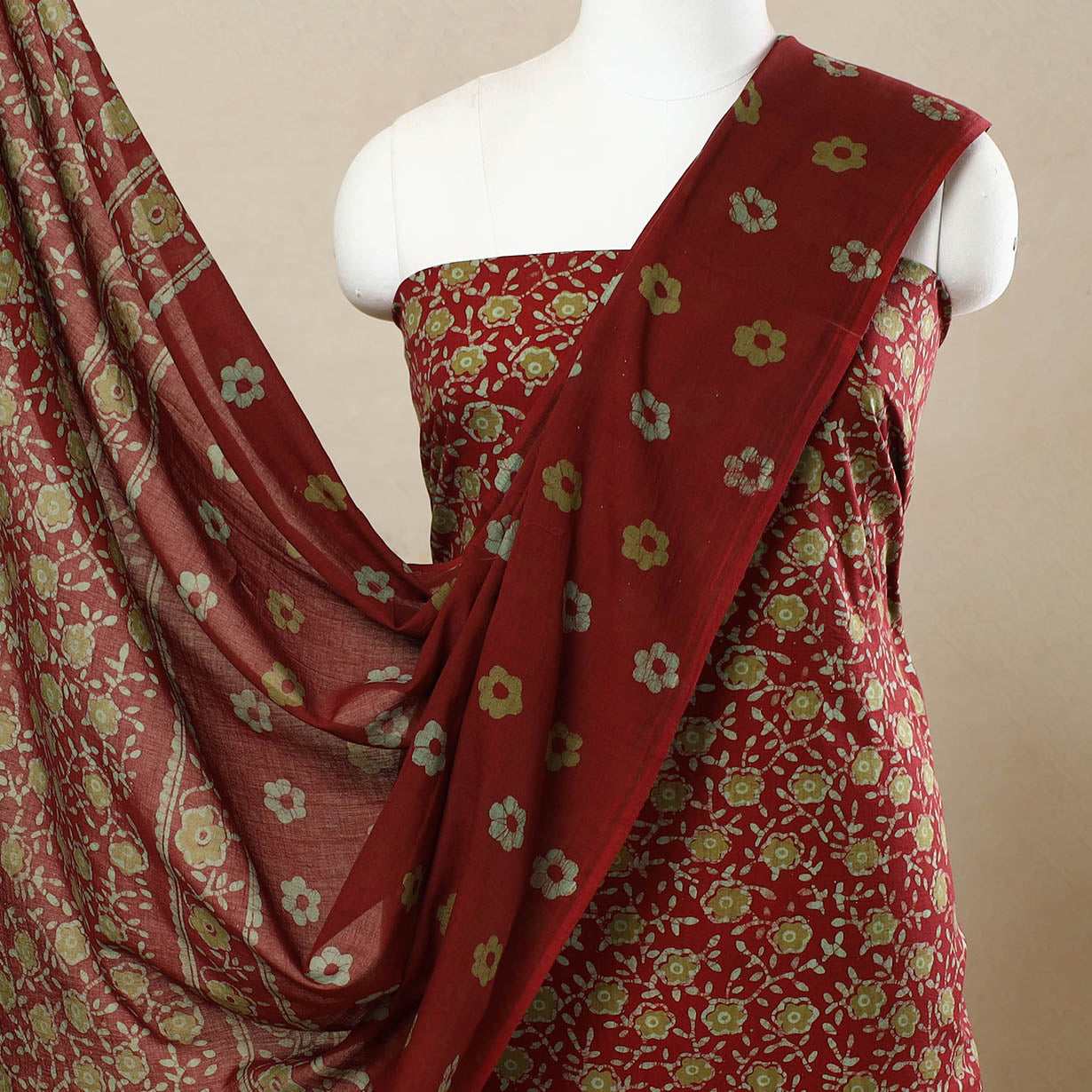 3pc Cotton Kutch Batik Print Dress Material 63