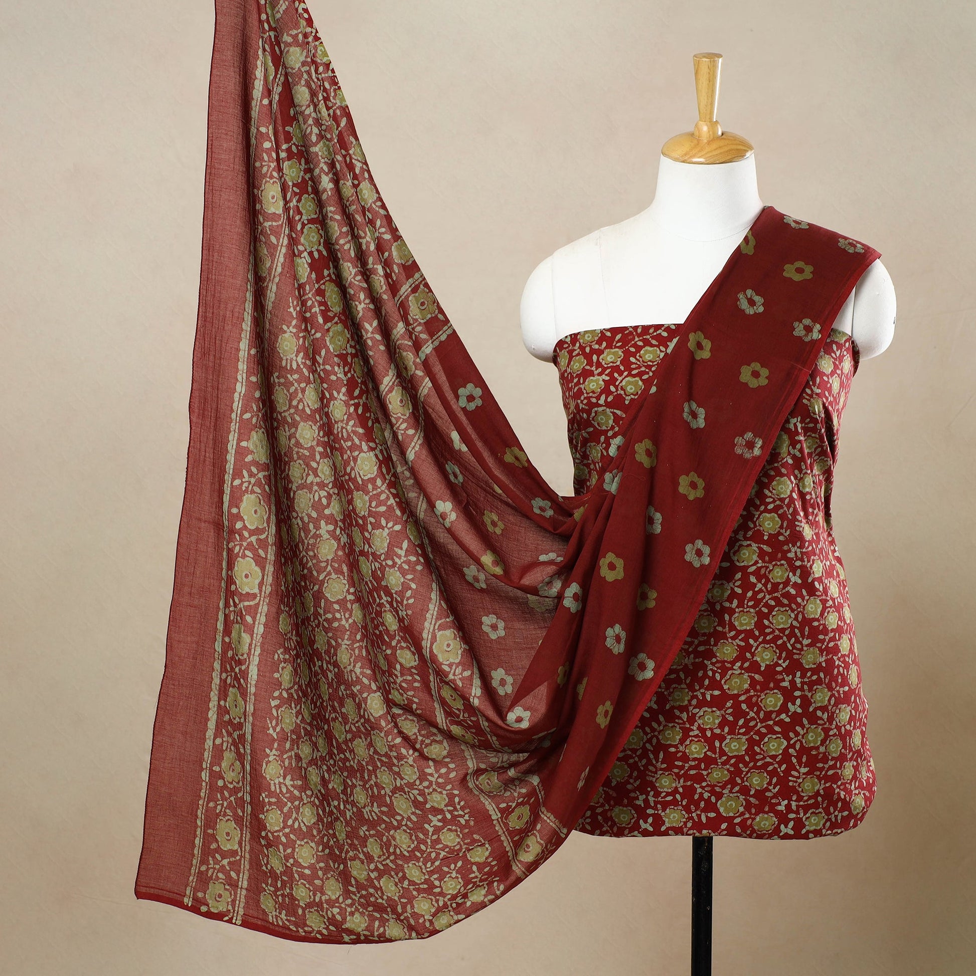 3pc Cotton Kutch Batik Print Dress Material 63