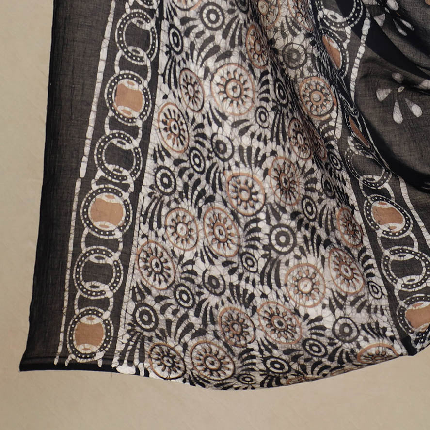 Black - 3pc Cotton Kutch Batik Print Dress Material 64