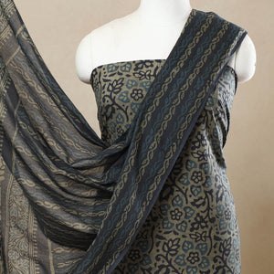 Green - 3pc Cotton Kutch Batik Print Dress Material 67